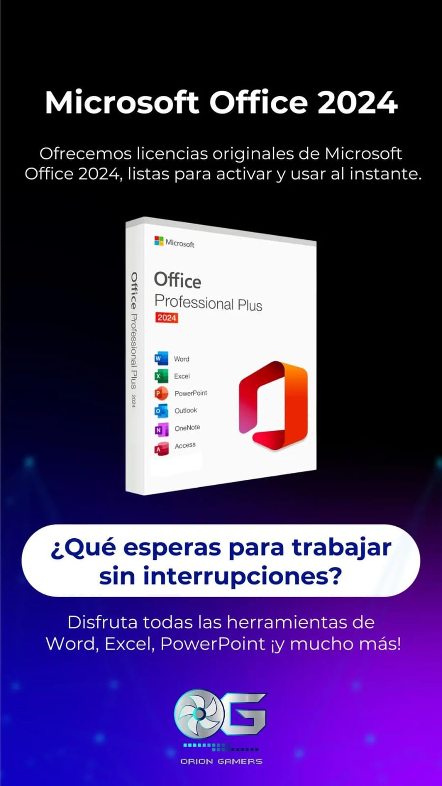 Licencia original Microsoft Office 2024 Professional Plus Orion Gamers