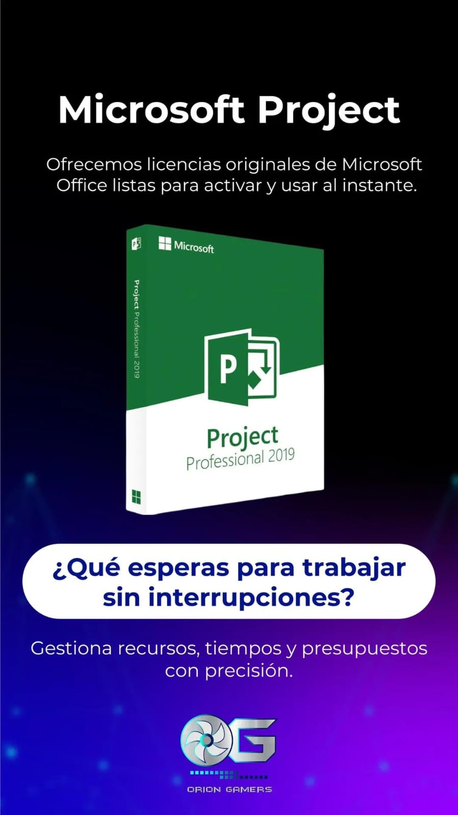 Licencia Microsoft Project Professional Orion Gamers