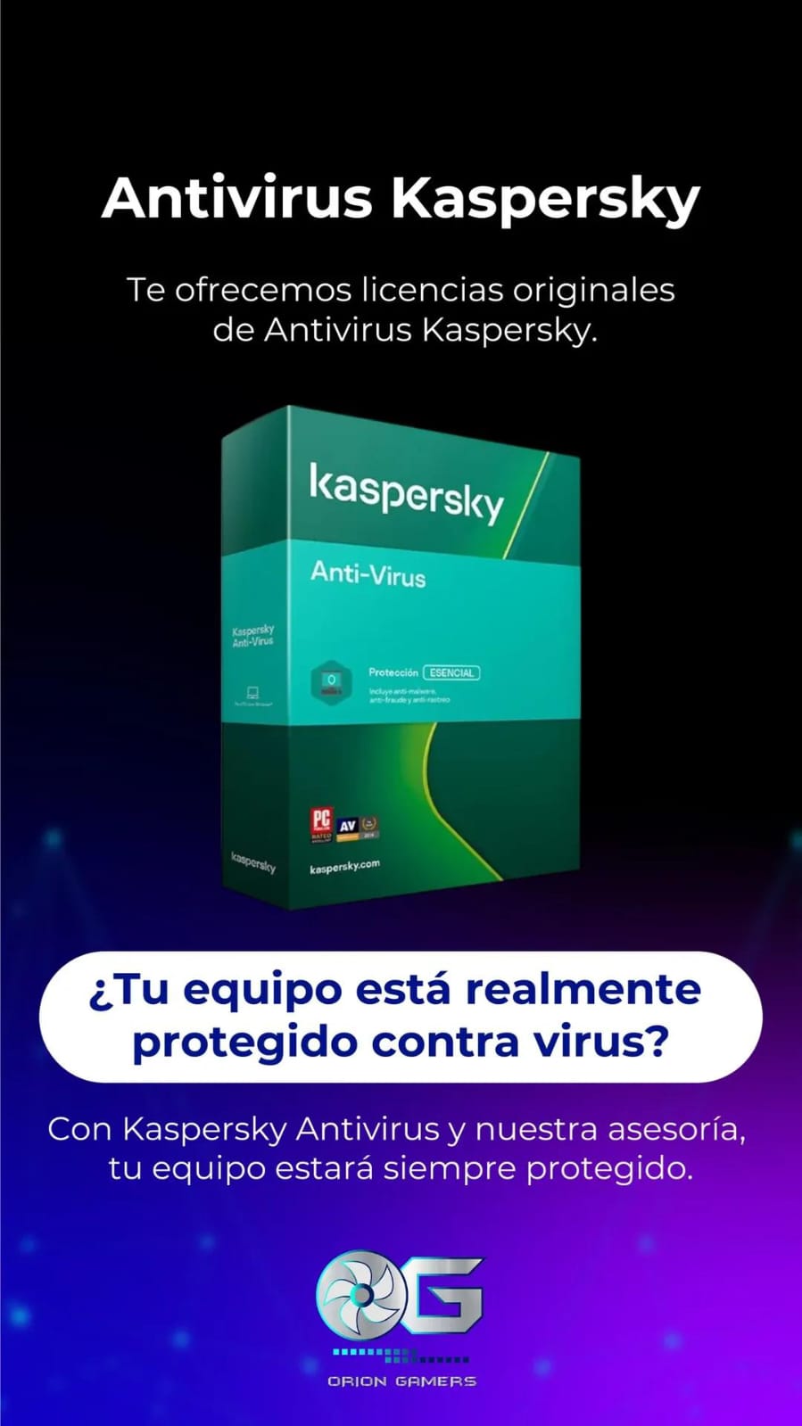 Licencia original Antivirus Kaspersky Orion Gamers